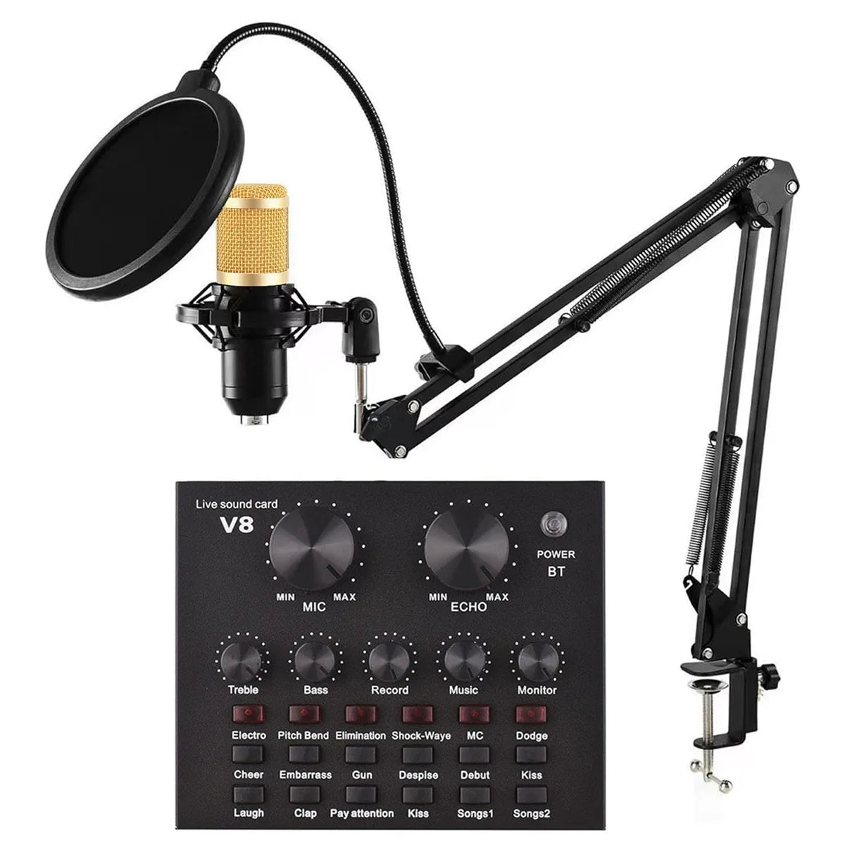 Live Sound Card V8 Audio Mixer + Speech Converter Microphone Suite