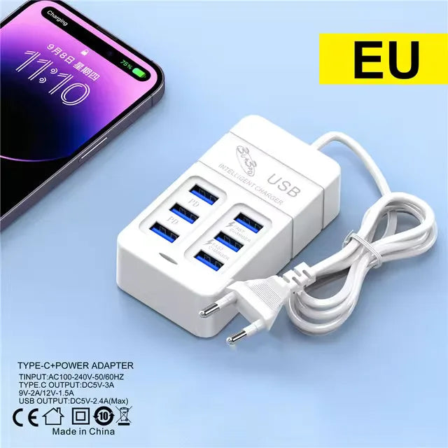 6-in-1 USB Fast Charger 35W PD Wall Adapter