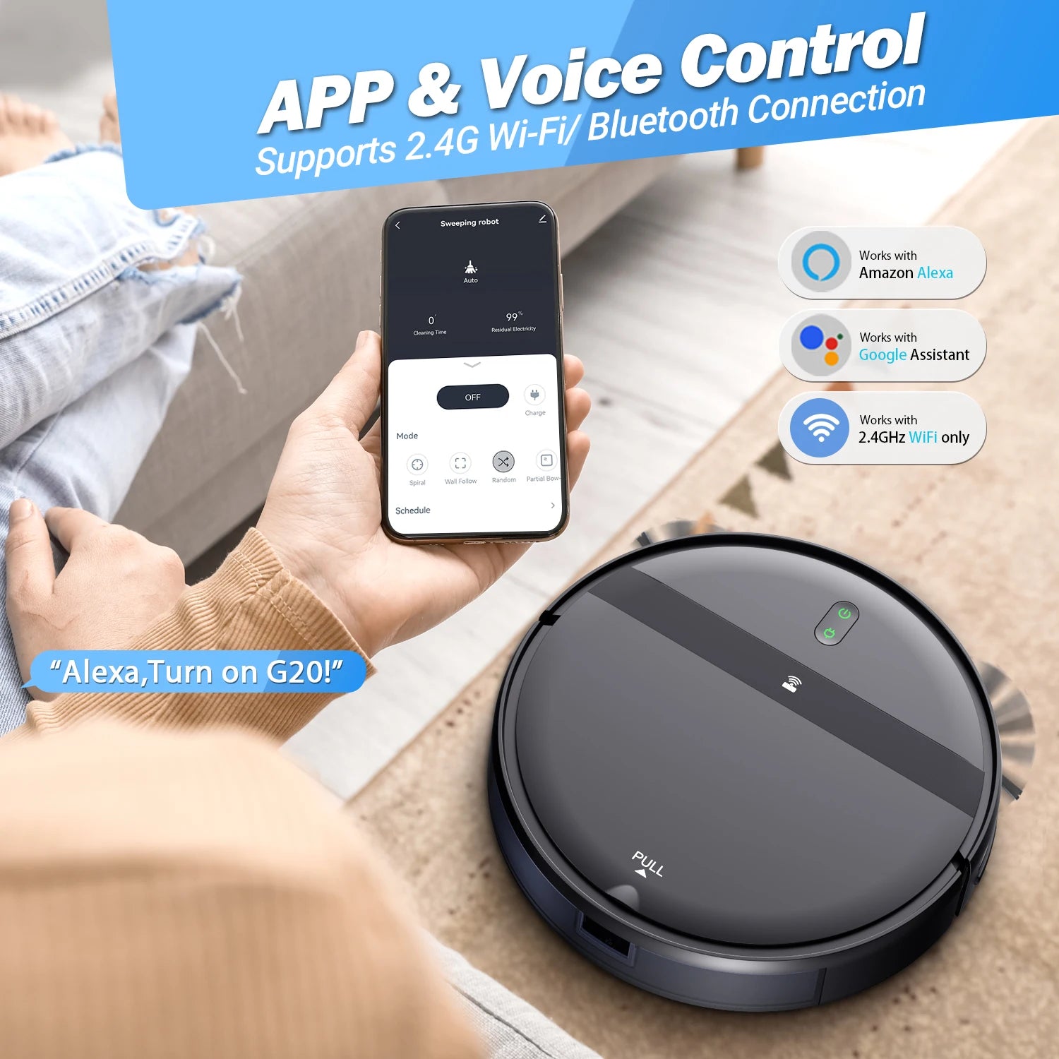 GOOVI G20 Smart Robot Vacuum Cleaner with 1400Pa Suction & Mopping