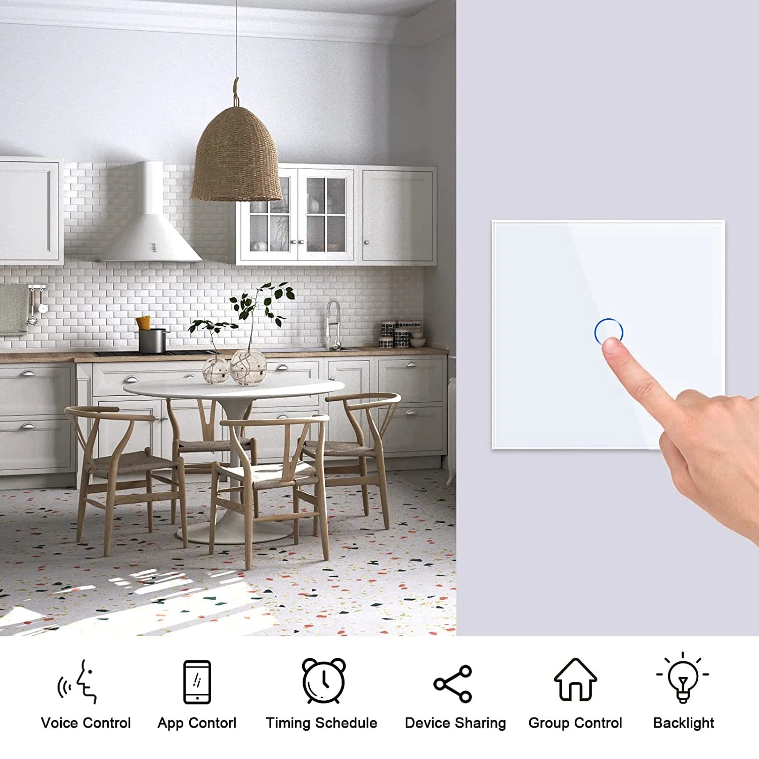 Tuya WiFi Smart Touch Light Switch 1/2/3/4 Gang