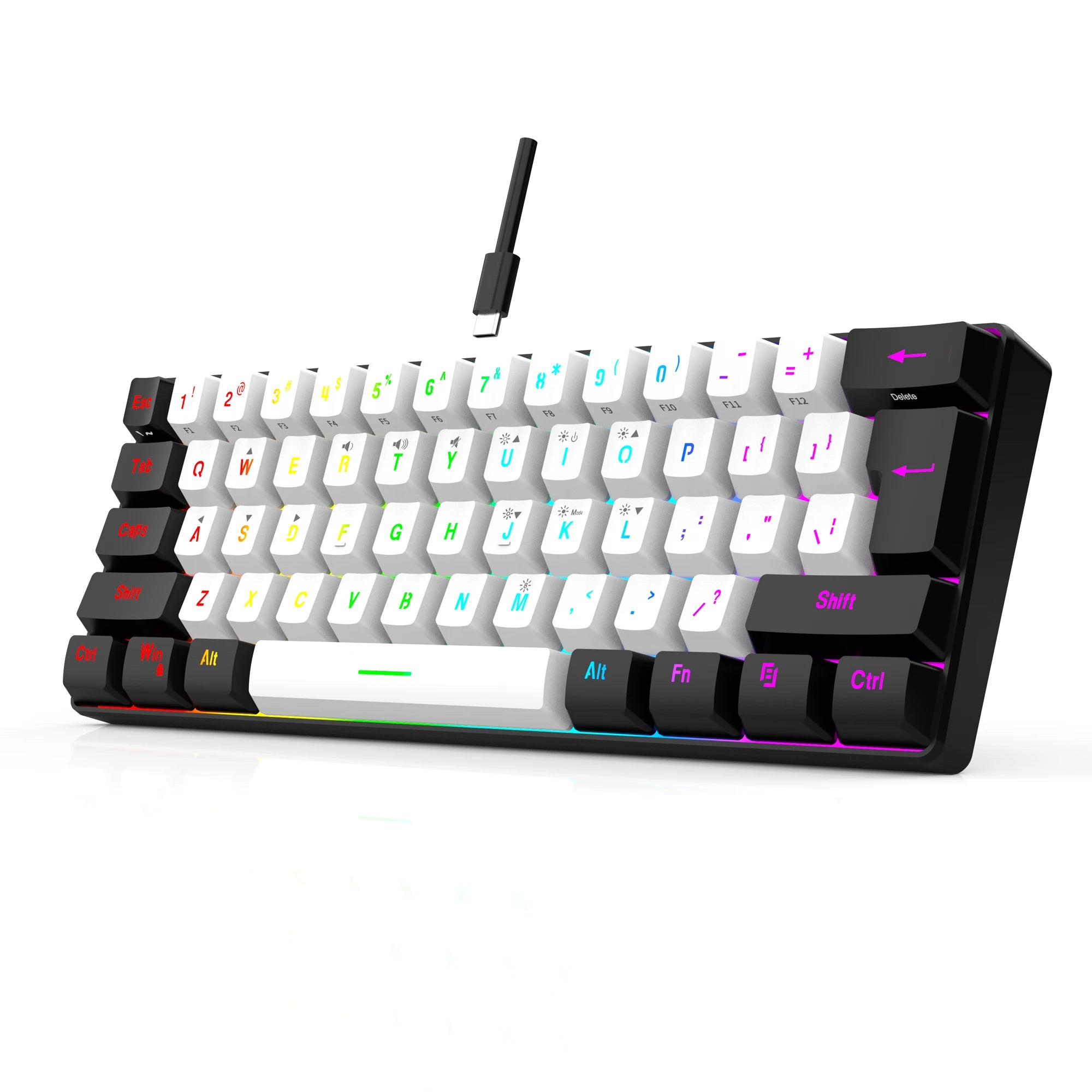 60% Wired RGB Gaming Keyboard – Compact 61-Key, Waterproof Mini Keyboard for PC/Mac