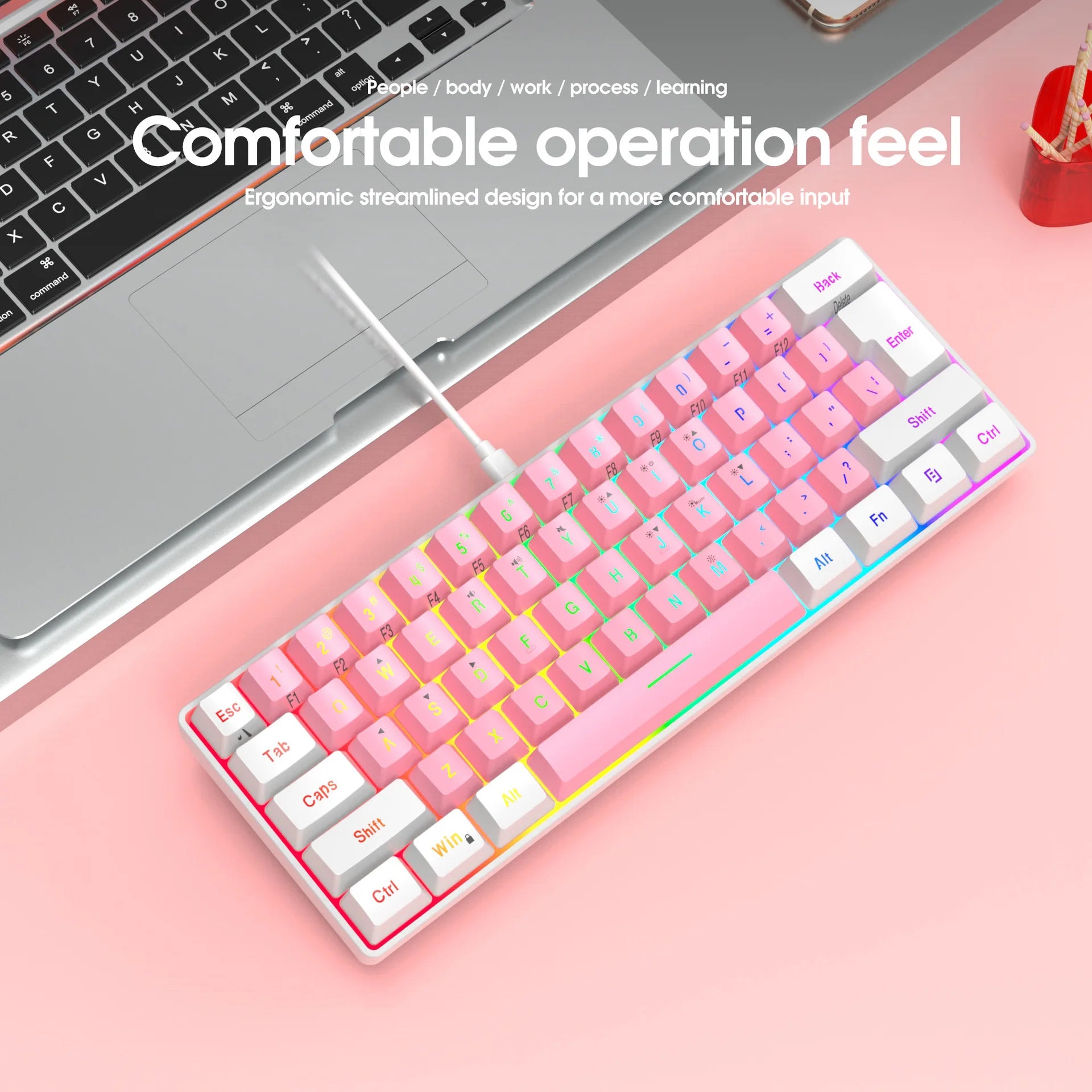 60% Wired RGB Gaming Keyboard – Compact 61-Key, Waterproof Mini Keyboard for PC/Mac