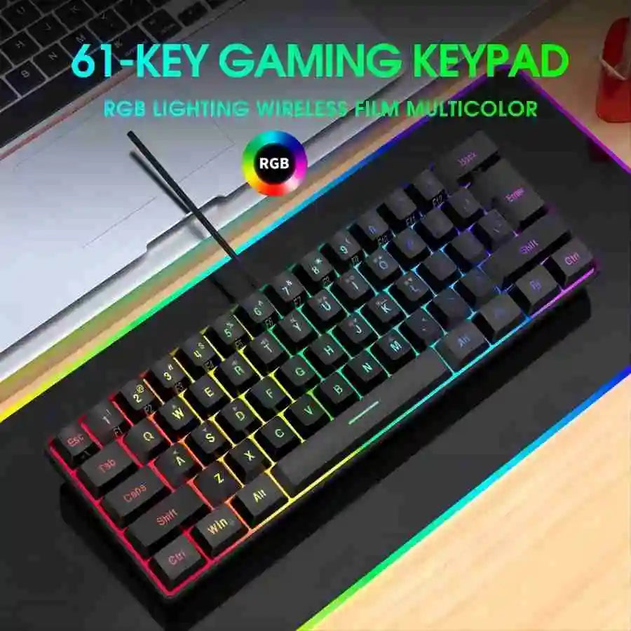 60% Wired RGB Gaming Keyboard – Compact 61-Key, Waterproof Mini Keyboard for PC/Mac