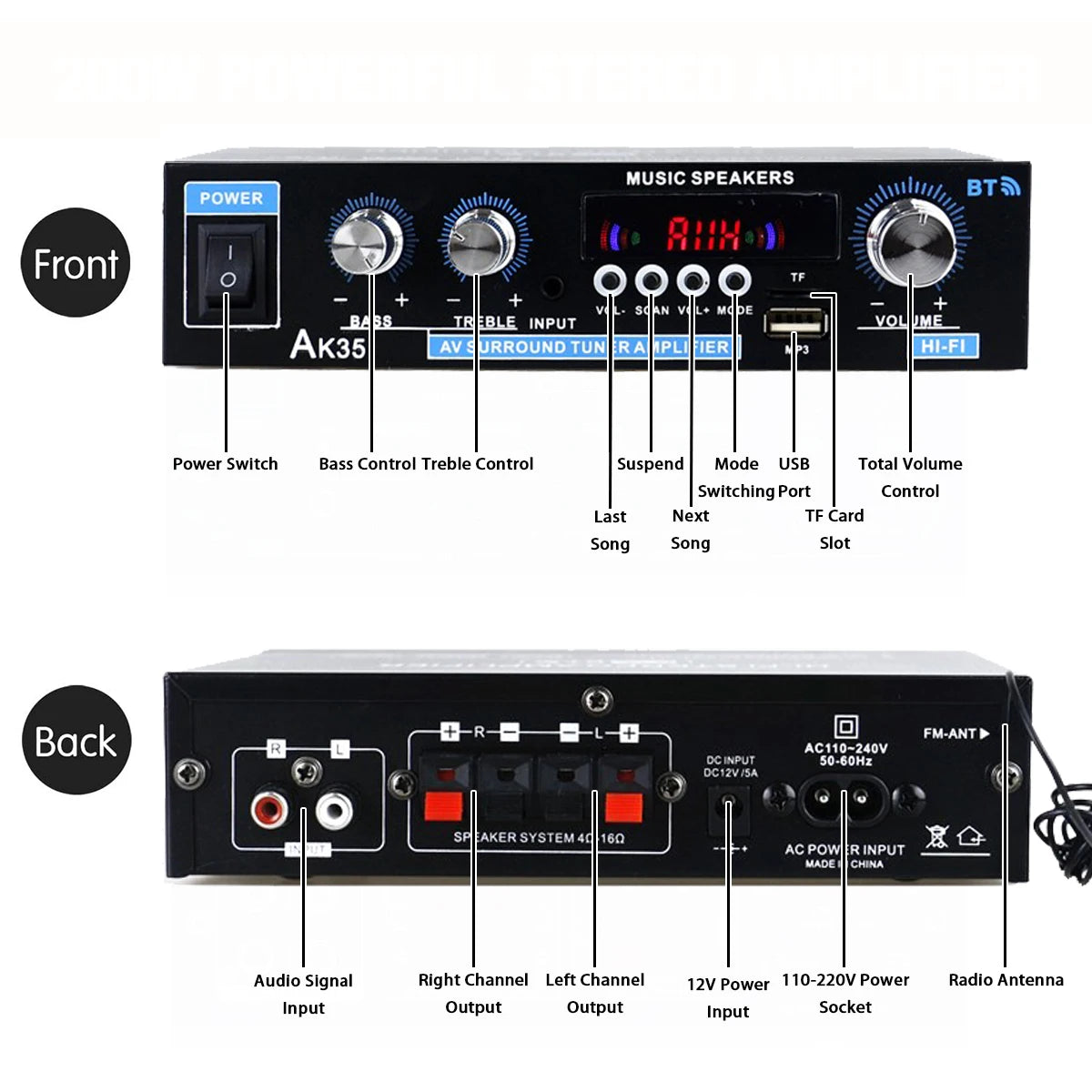 AK35 800W Home Digital Amplifier