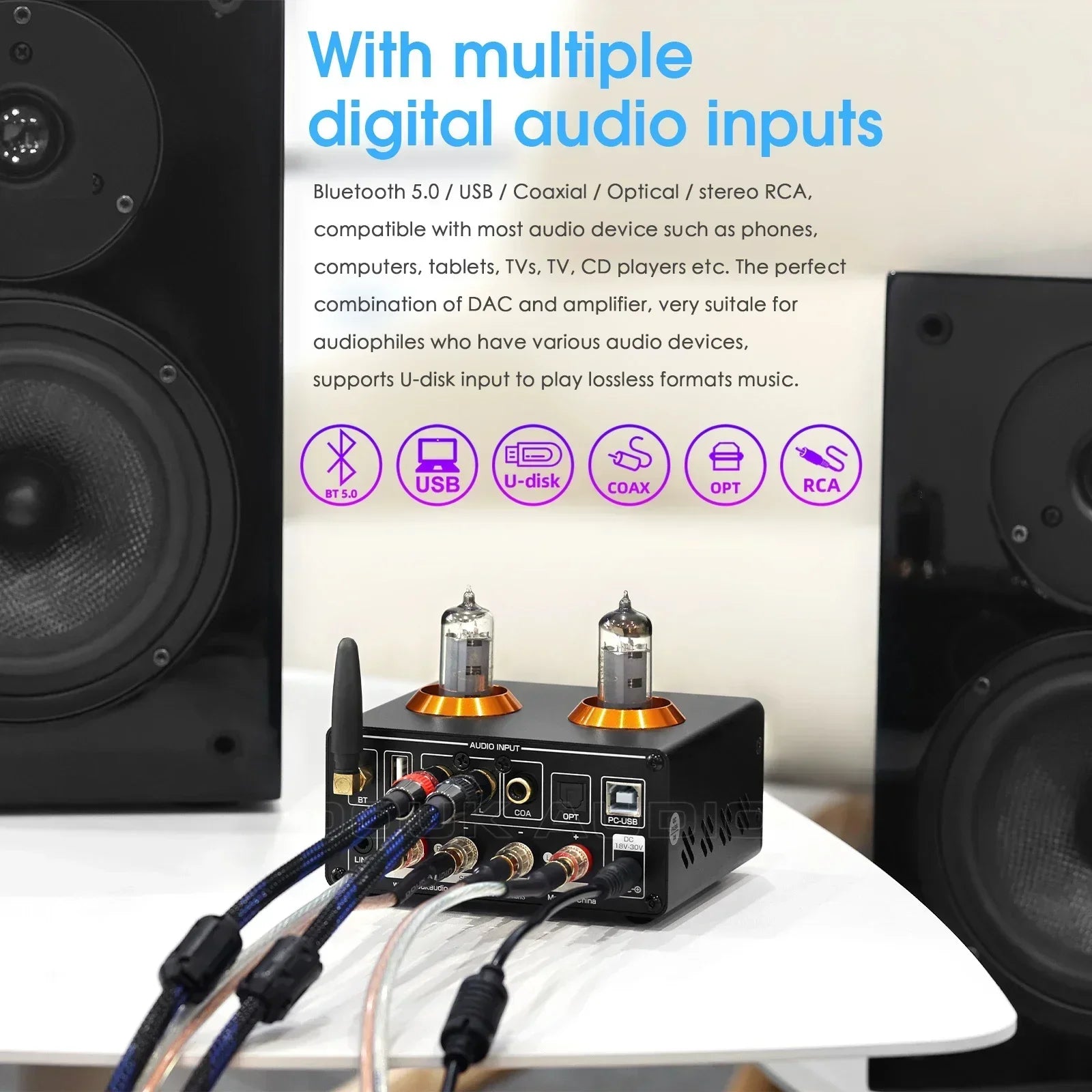 Nobsound HiFi Bluetooth 5.0 Tube Amplifier