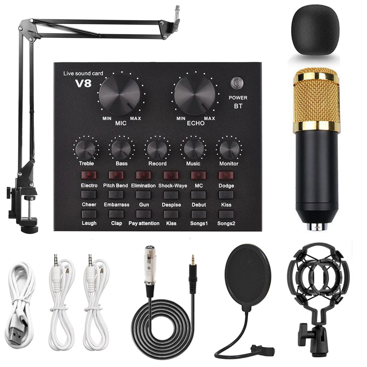 Live Sound Card V8 Audio Mixer + Speech Converter Microphone Suite