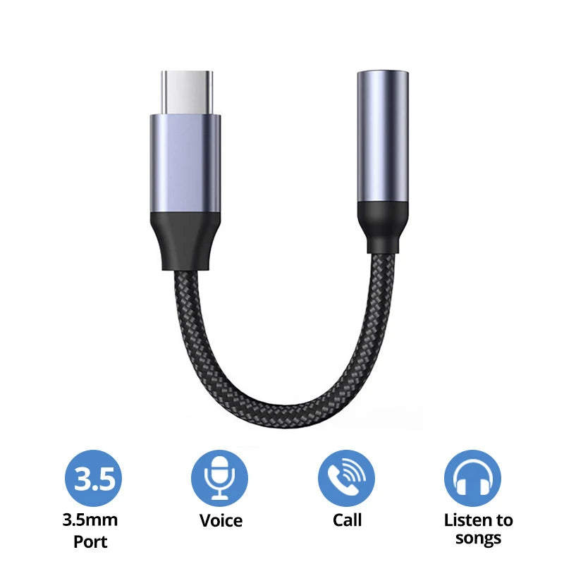 2-in-1 Fast Charge Audio Adapter – Type-C to 3.5mm Jack Earphone Splitter