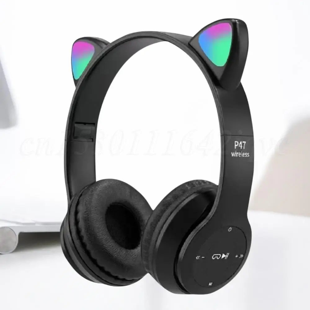 Wireless Cat Ear Gaming Headset with Glow Light