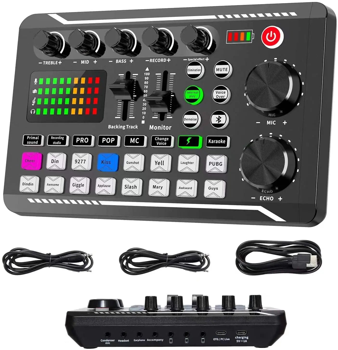 Live Sound Card & Audio Interface with DJ Mixer, Bluetooth Stereo Audio Mixer, Voice Changer for YouTube Streaming