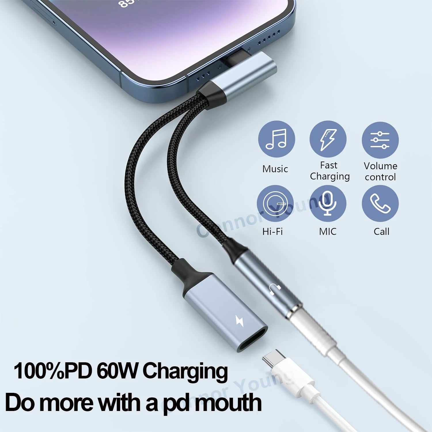 2-in-1 USB-C to 3.5mm Audio & Fast Charger Adapter