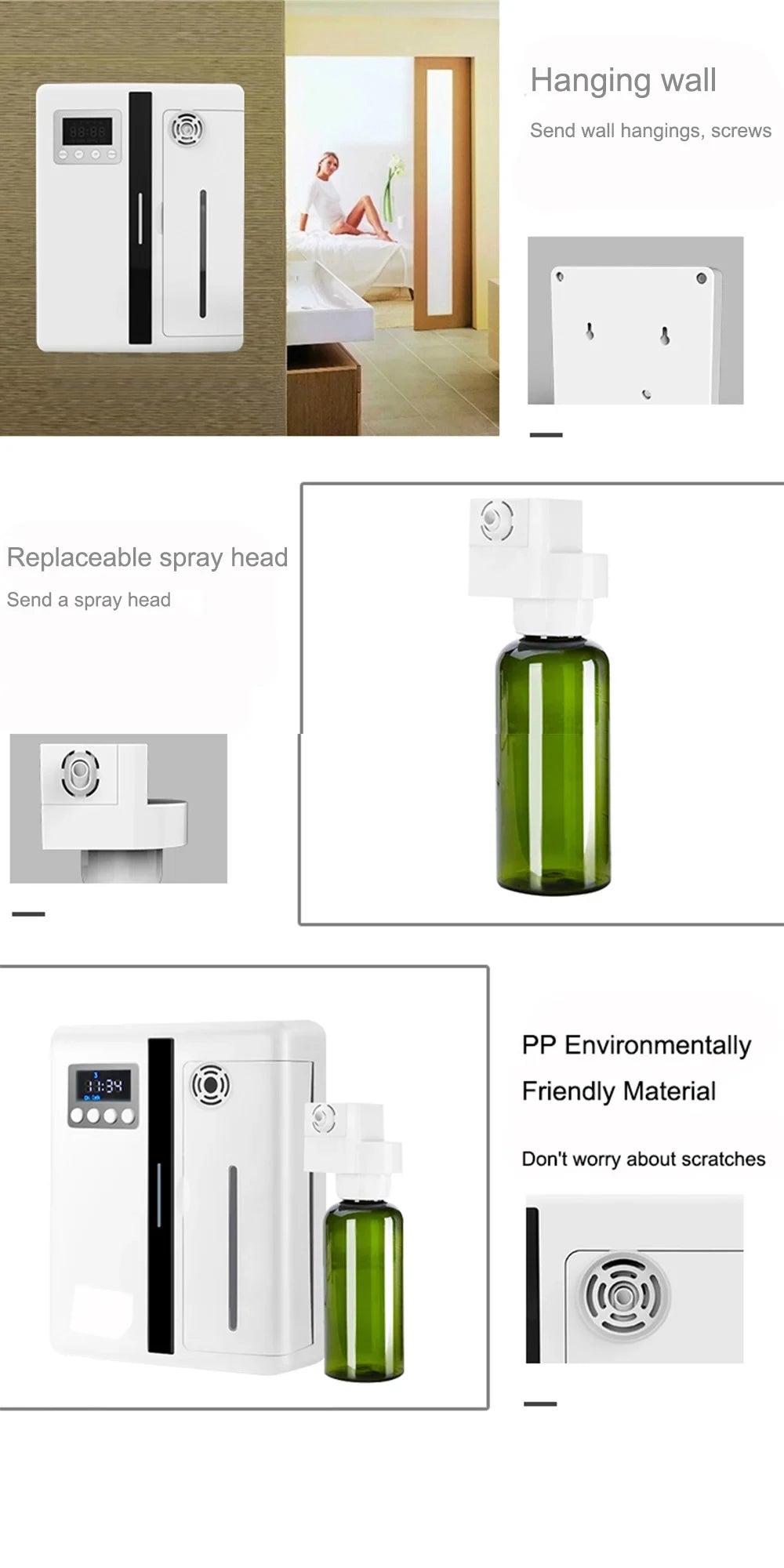 Waterless Bluetooth Scent Diffuser – Wall-Mounted Smart Fragrance Machine