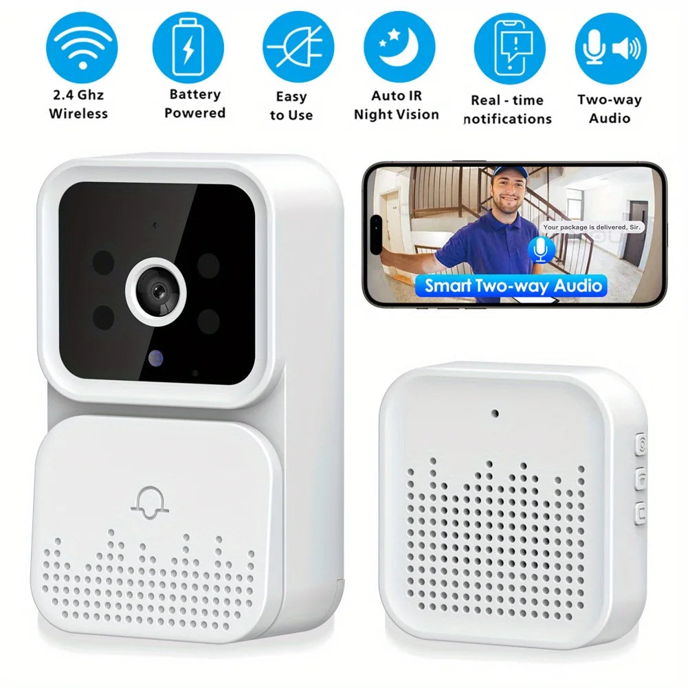 Wireless Smart Video Doorbell with Night Vision & 2-Way Audio