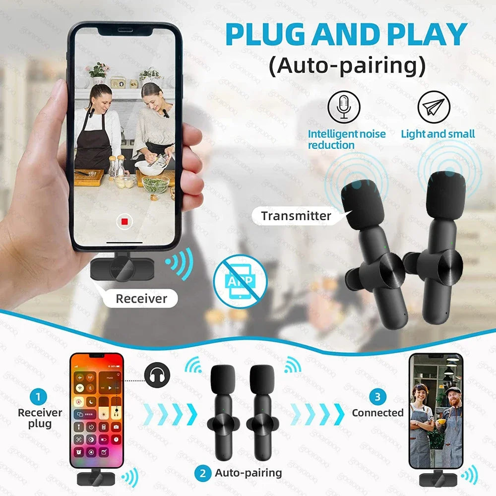 Wireless Lavalier Microphone for iPhone & Android