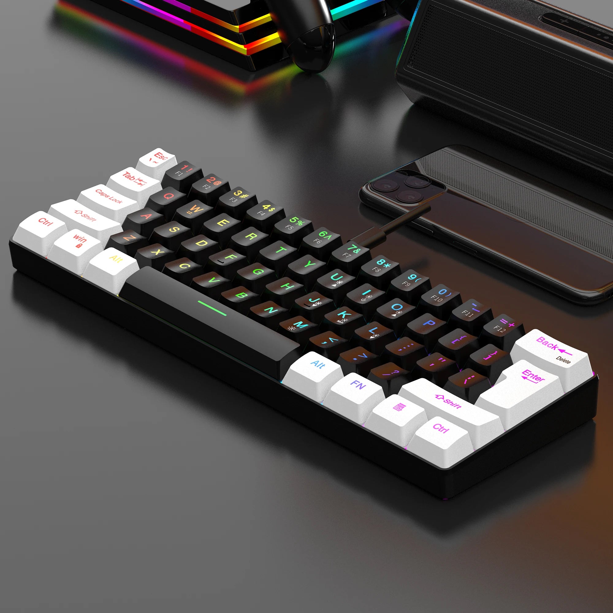 60% Wired RGB Gaming Keyboard – Compact 61-Key, Waterproof Mini Keyboard for PC/Mac