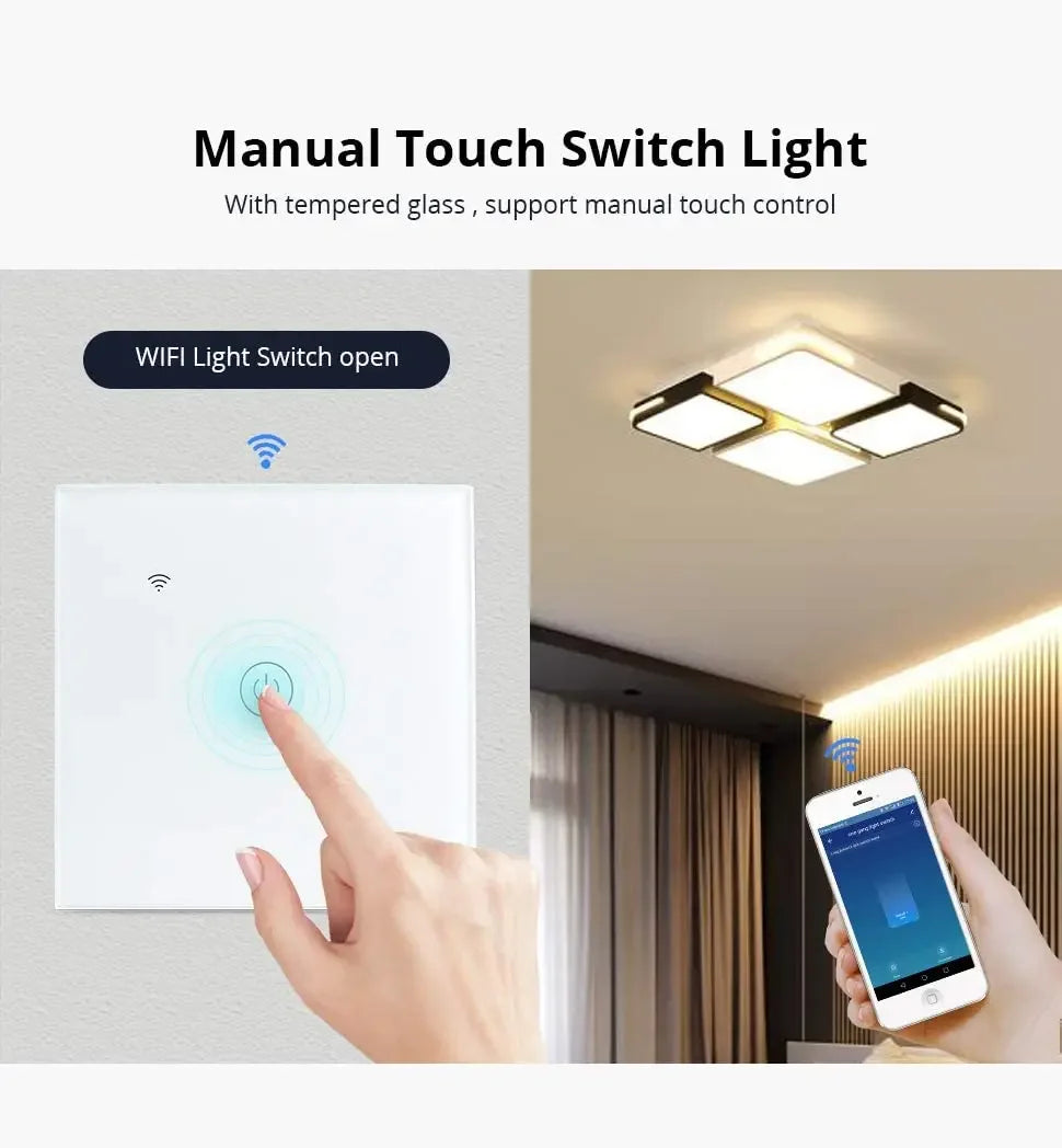 Tuya WiFi Smart Touch Light Switch 1/2/3/4 Gang