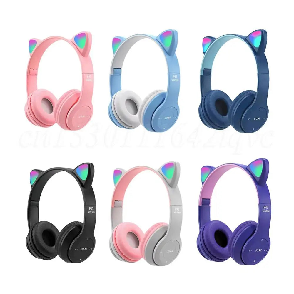 Wireless Cat Ear Gaming Headset with Glow Light