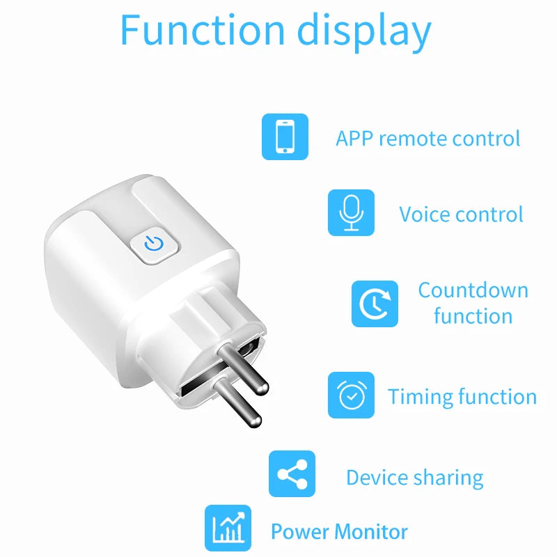 WiFi Smart Plug Socket EU 16/20A – Power Monitoring & Voice Control