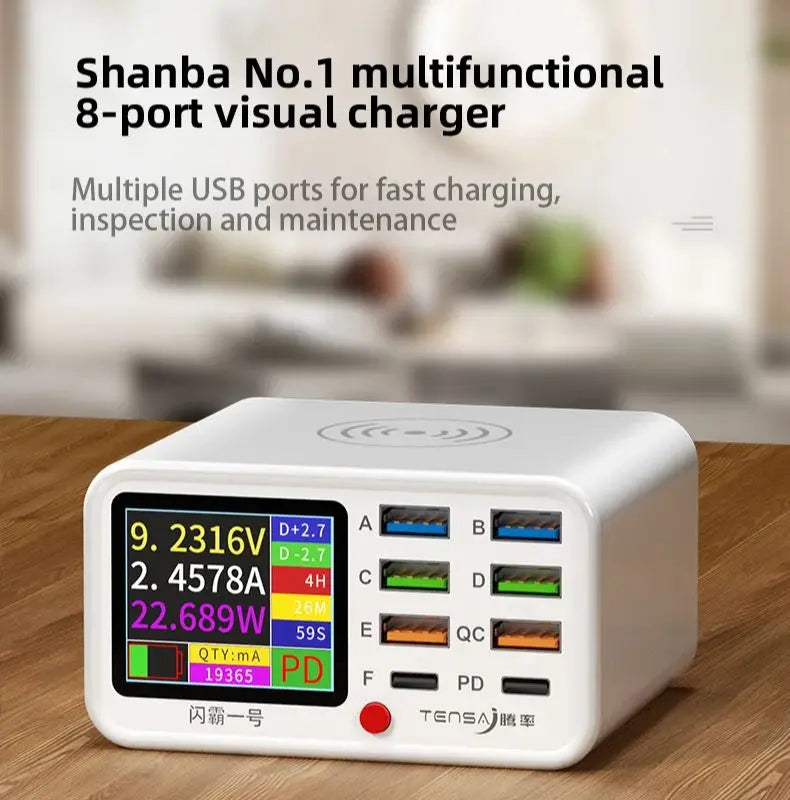 8-Port USB PD Wireless Charger with Anti-Short Circuit