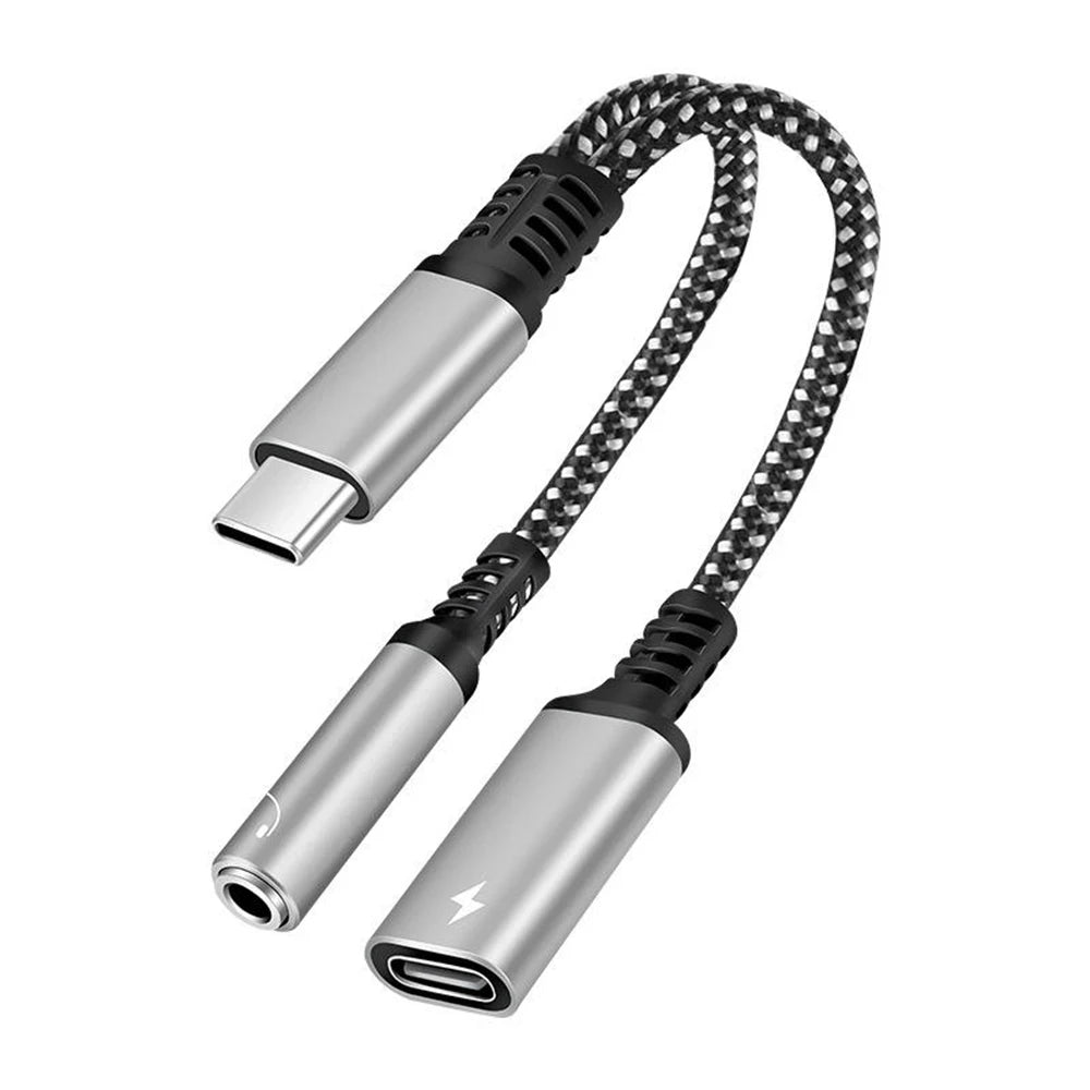 NNBILI PD 60W 2in1 Type C To 3.5mm Headphone Jack Adapter Type C Charge Audio Aux Adaptor For iPad Pro Samsung S24 Xiaomi Huawei