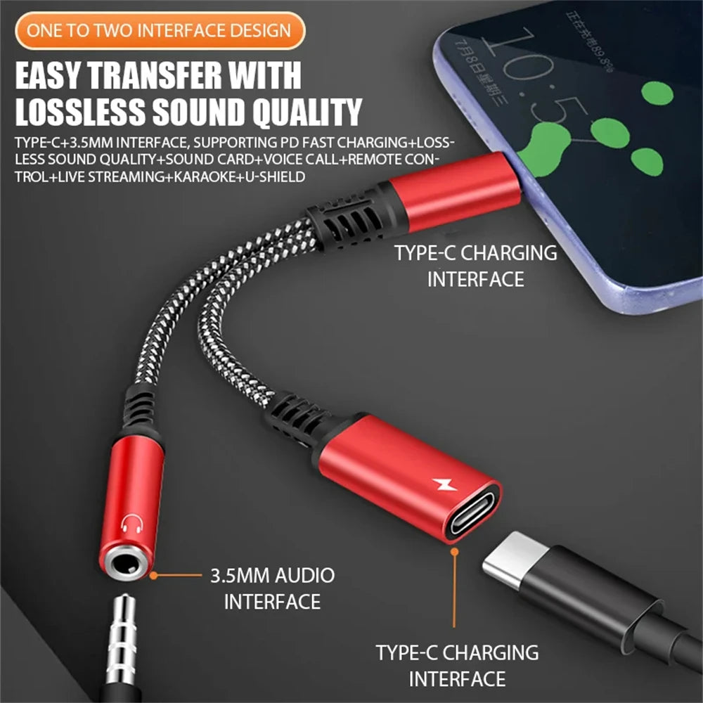 NNBILI PD 60W Type C to 3.5mm Headphone & Charge Adapter