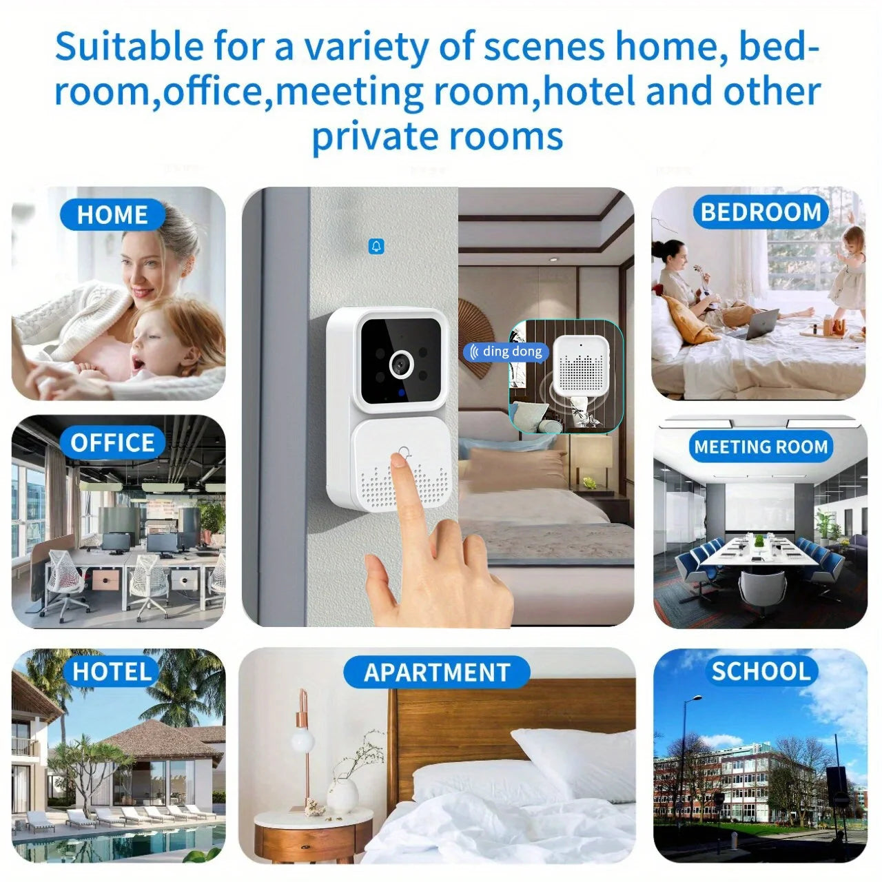 Wireless Smart Video Doorbell with Night Vision & 2-Way Audio