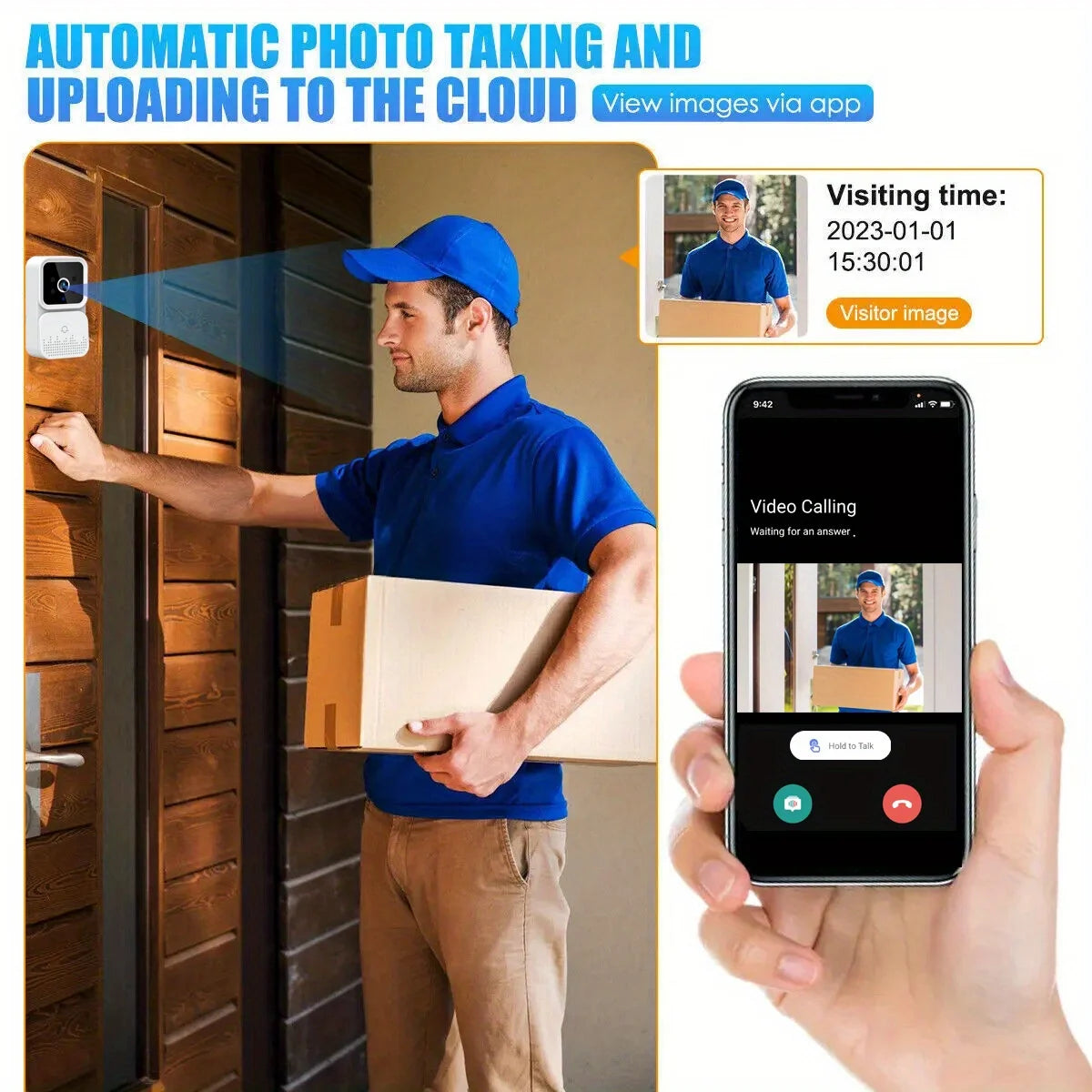 Wireless Smart Video Doorbell with Night Vision & 2-Way Audio