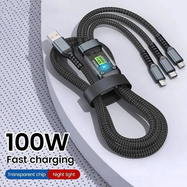 USB Cable 3-in-1 Fast Charging Multi-Port Charger