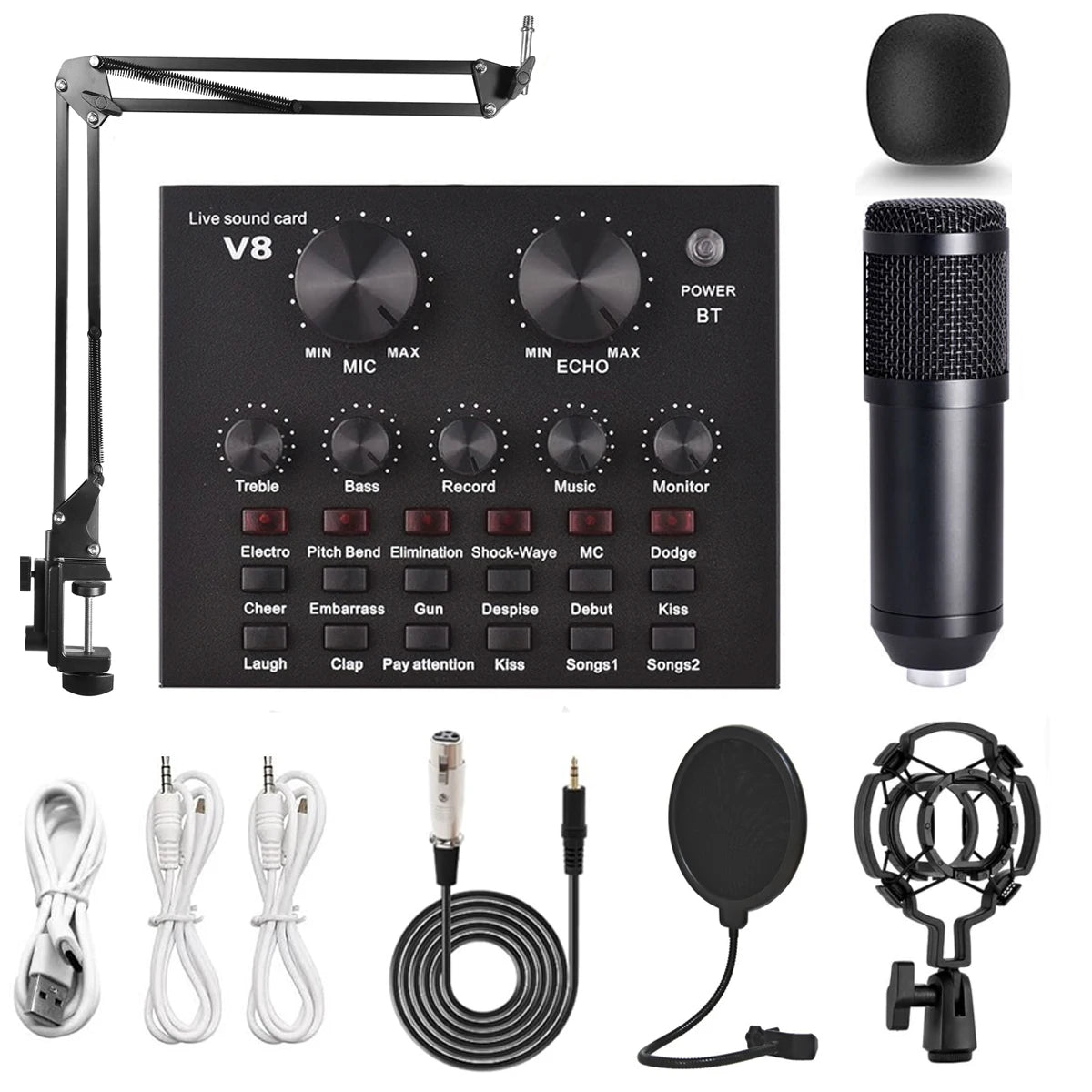 Live Sound Card V8 Audio Mixer + Speech Converter Microphone Suite