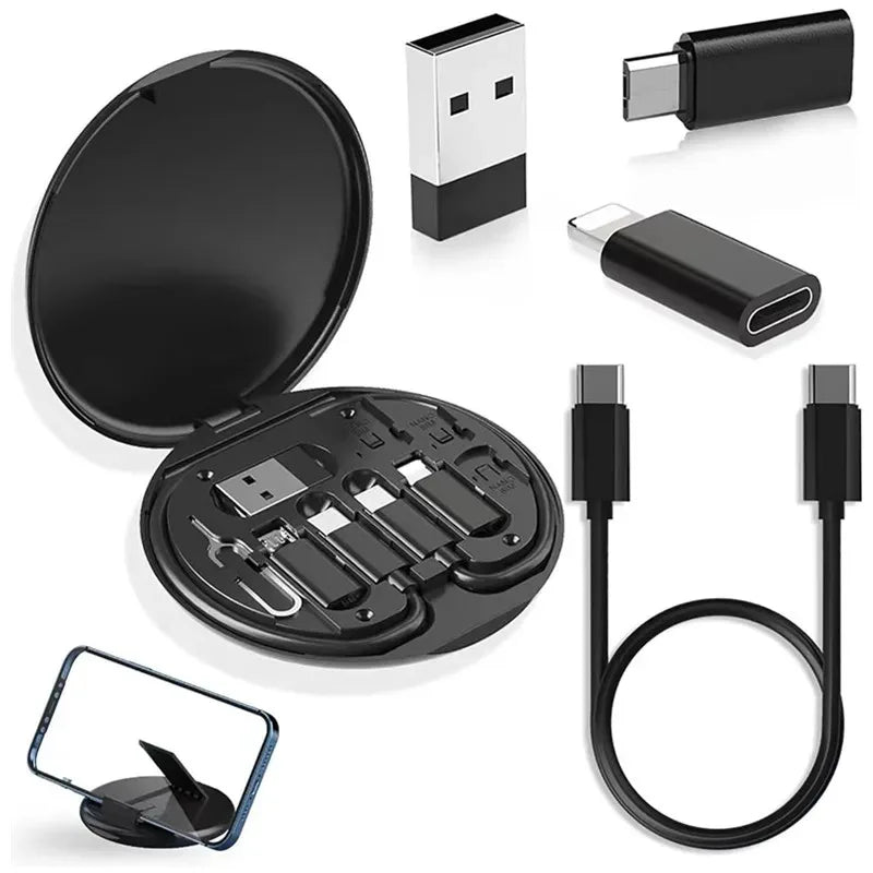 Multifunctional USB Data Cable Set Storage Box with Multi USB Charging Adapter Cable Kit Usb To Type C Usb Adapter