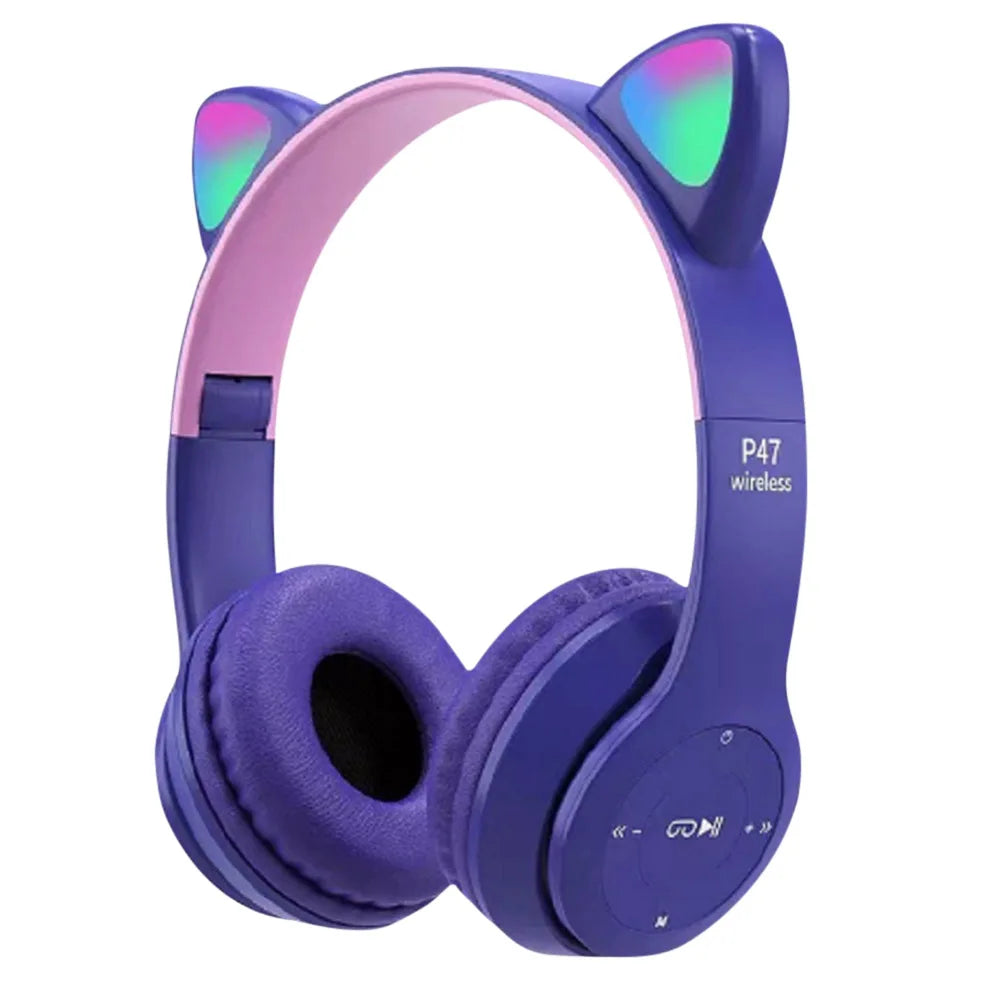 Wireless Cat Ear Gaming Headset with Glow Light