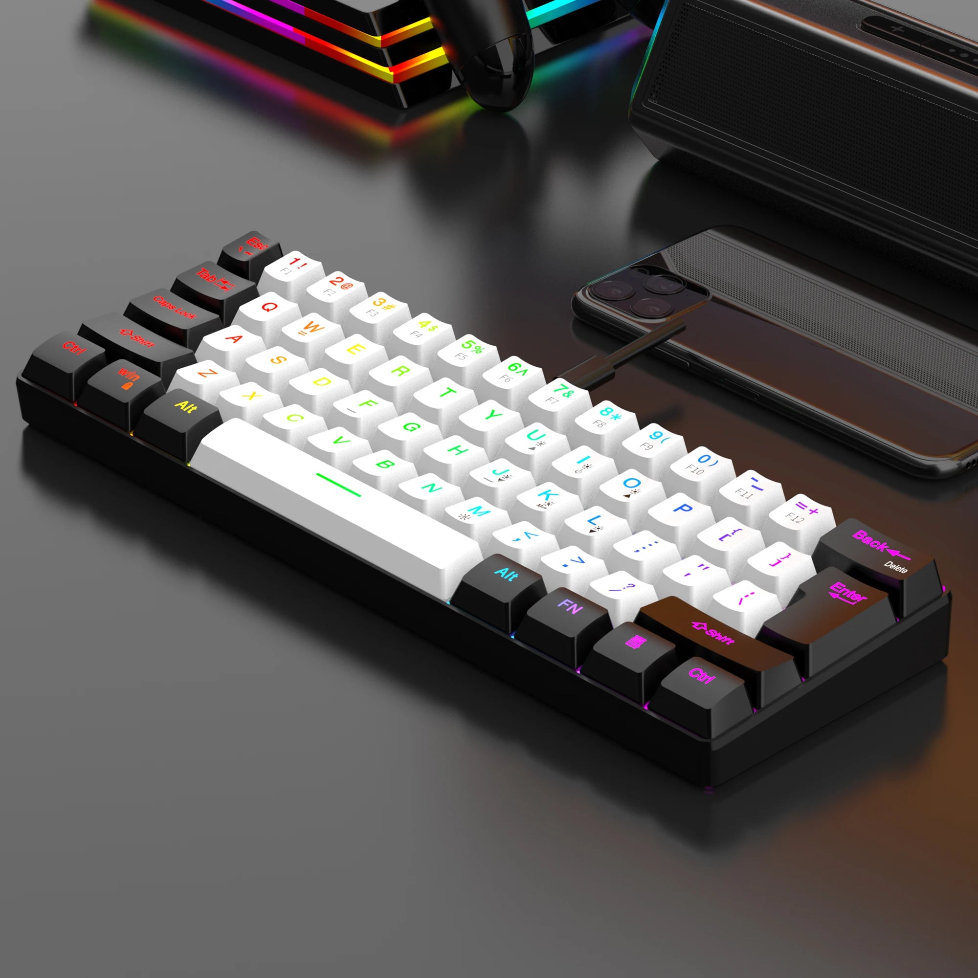 60% Wired RGB Gaming Keyboard – Compact 61-Key, Waterproof Mini Keyboard for PC/Mac