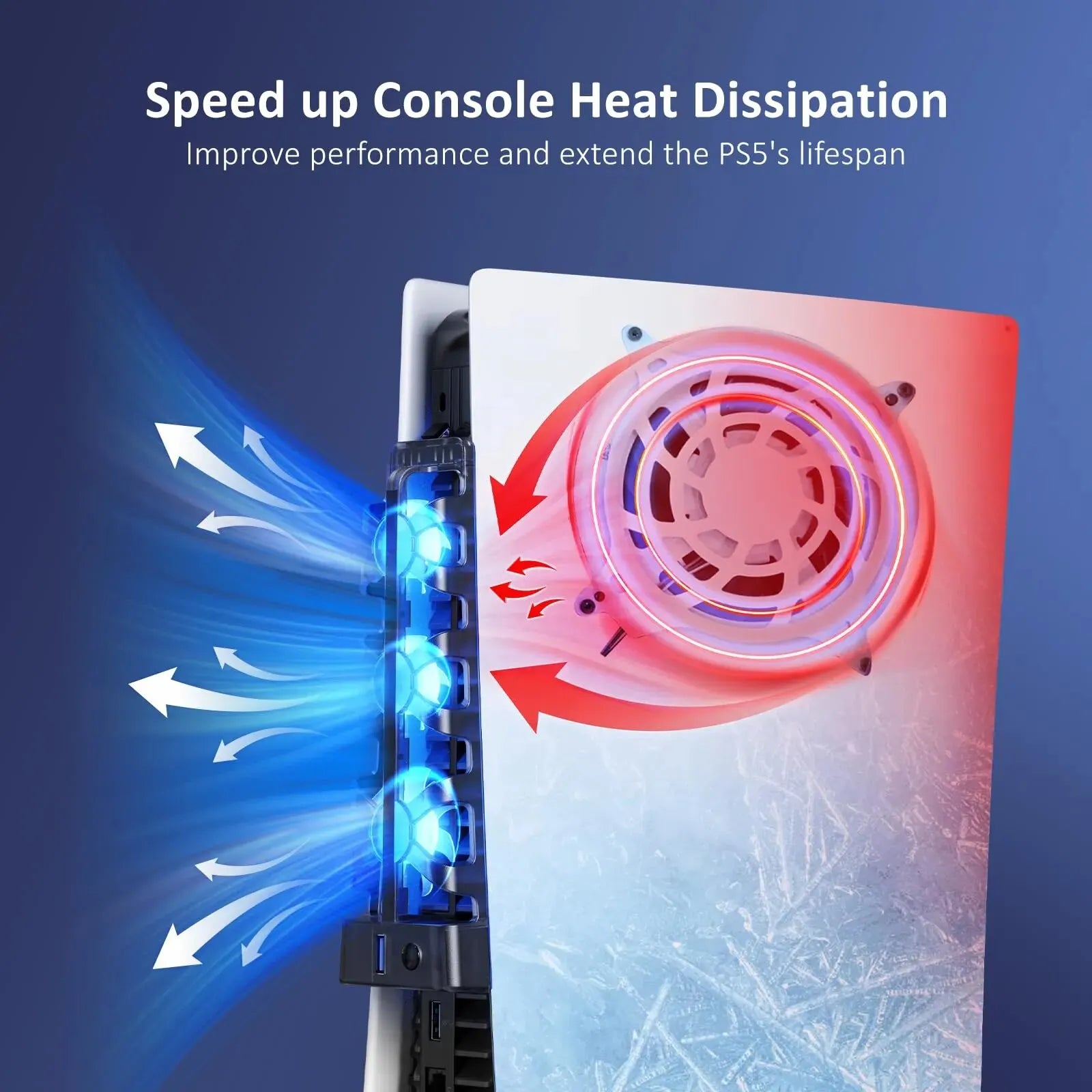 PS5 Cooling Fan with LED Light for Disc & Digital Editions