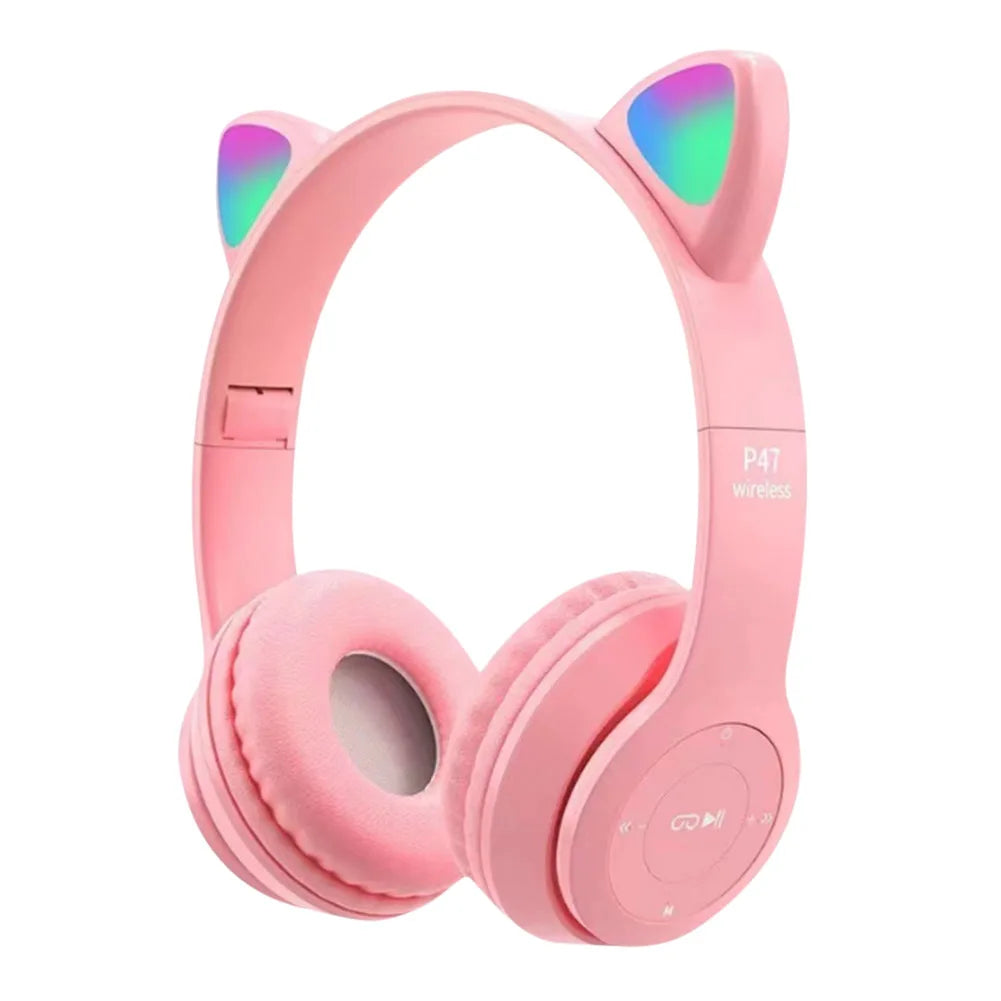 Wireless Cat Ear Gaming Headset with Glow Light