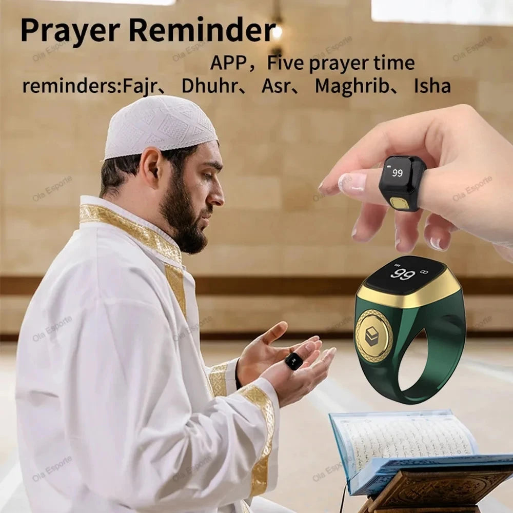 Smart Tasbih Tally Counter Ring for Zikr & Prayer Reminder