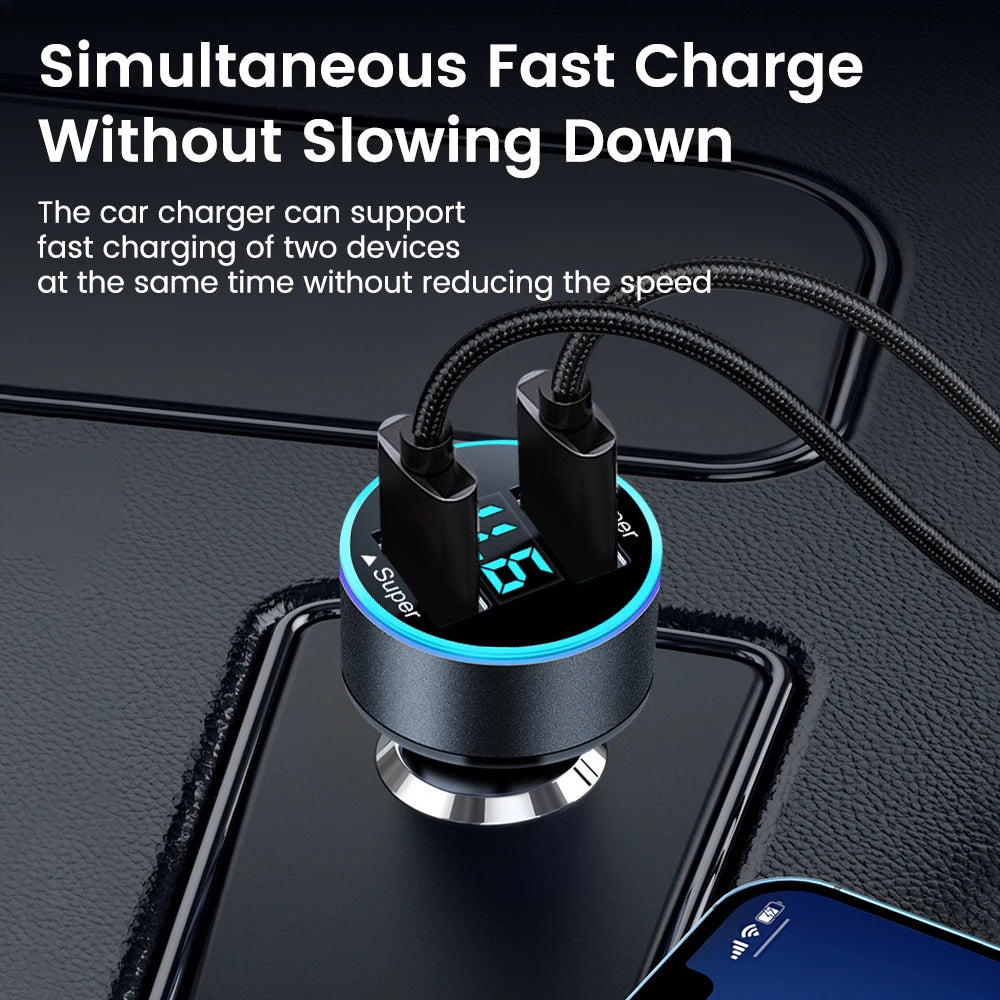 200W Dual USB Car Charger with Digital Display